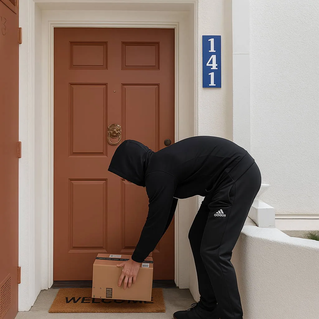 Tat krade paket pred vrati